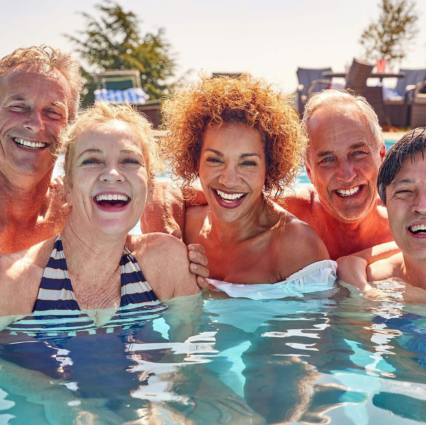 Friends in pool